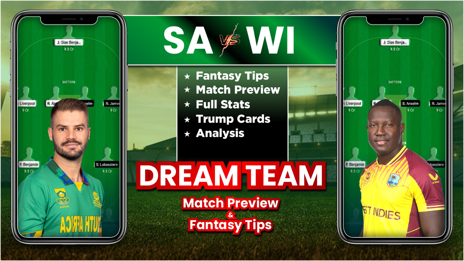 SA vs WI 1st T20I Dream11 Team Prediction, Player Stats, Possible 11 and Fantasy Tips