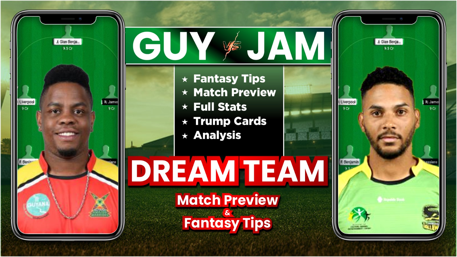 GUY vs JAM Dream11 Team Prediction, Player Stats, Possible 11 And Fantasy Tips