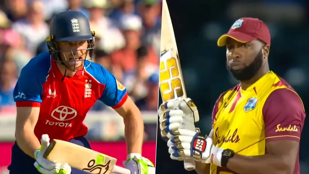 Jos Buttler celebrates after becoming the highest run-scorer in T20 cricket history.