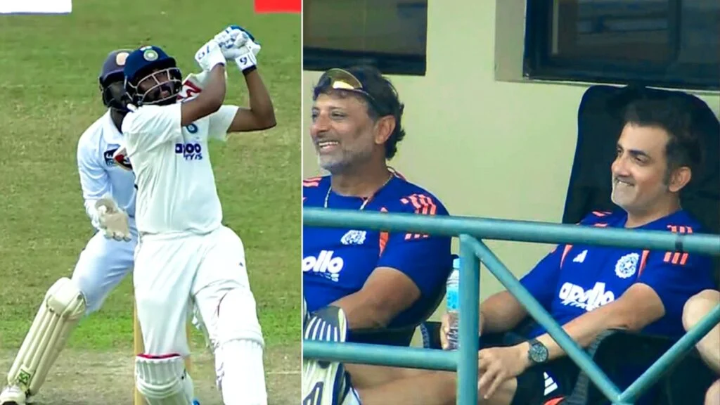 Mohammed Siraj celebrating after hitting three sixes in a warm-up match for India