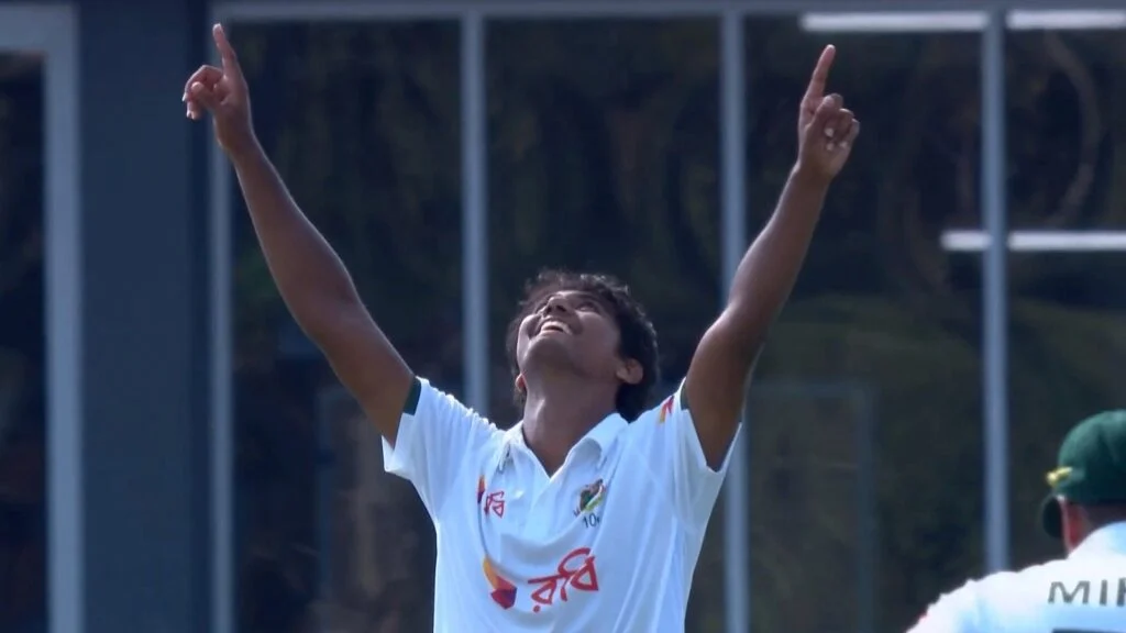 Hasan Mahmud celebrates six-wicket haul against Australia in Darwin Test
